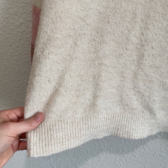 Lulu's Womens Small Colorblock Sweater Cream Pink Oversized Slouchy Boho Soft - Picture 6 of 8